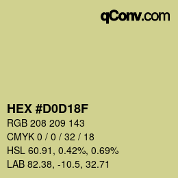 颜色代码: HEX #D0D18F | qconv.com