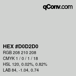 カラーコード: HEX #D0D2D0 | qconv.com