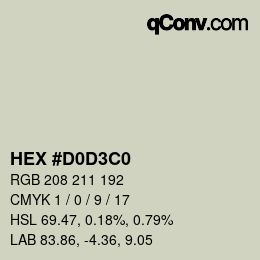 Color code: HEX #D0D3C0 | qconv.com