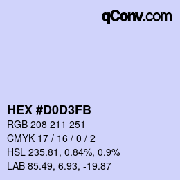 颜色代码: HEX #D0D3FB | qconv.com