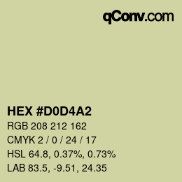 颜色代码: HEX #D0D4A2 | qconv.com