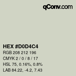 颜色代码: HEX #D0D4C4 | qconv.com