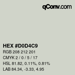 カラーコード: HEX #D0D4C9 | qconv.com