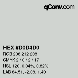 カラーコード: HEX #D0D4D0 | qconv.com