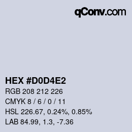颜色代码: HEX #D0D4E2 | qconv.com