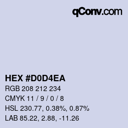 Color code: HEX #D0D4EA | qconv.com