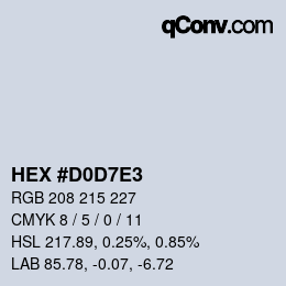 颜色代码: HEX #D0D7E3 | qconv.com