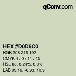 Color code: HEX #D0D8C0 | qconv.com
