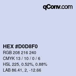 Color code: HEX #D0D8F0 | qconv.com