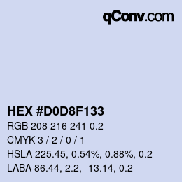 颜色代码: HEX #D0D8F133 | qconv.com