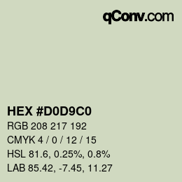 Color code: HEX #D0D9C0 | qconv.com