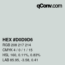Color code: HEX #D0D9D6 | qconv.com