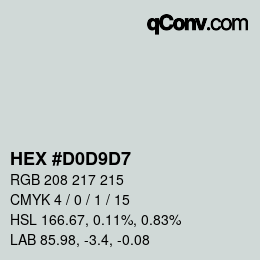 Color code: HEX #D0D9D7 | qconv.com