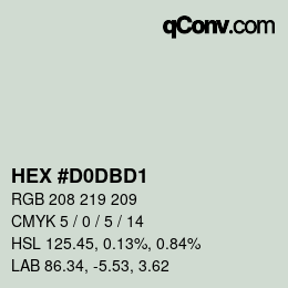 Color code: HEX #D0DBD1 | qconv.com