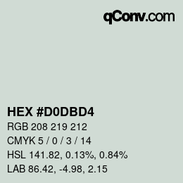 カラーコード: HEX #D0DBD4 | qconv.com