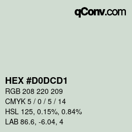 Color code: HEX #D0DCD1 | qconv.com