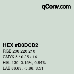 Color code: HEX #D0DCD2 | qconv.com