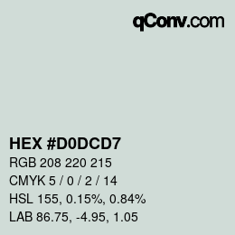 Color code: HEX #D0DCD7 | qconv.com