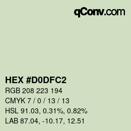 カラーコード: HEX #D0DFC2 | qconv.com