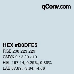 カラーコード: HEX #D0DFE5 | qconv.com