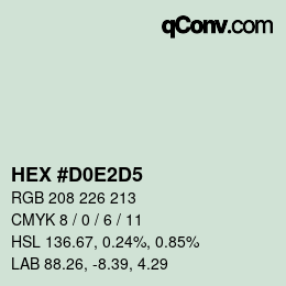 颜色代码: HEX #D0E2D5 | qconv.com