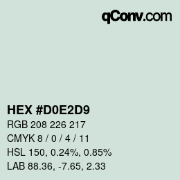 Color code: HEX #D0E2D9 | qconv.com