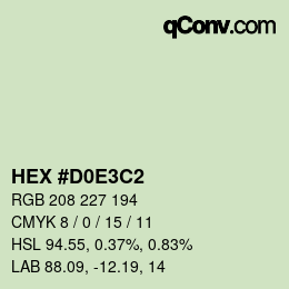 カラーコード: HEX #D0E3C2 | qconv.com
