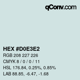 Farbcode: HEX #D0E3E2 | qconv.com