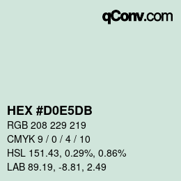Color code: HEX #D0E5DB | qconv.com