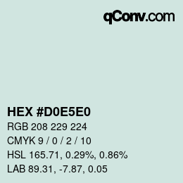 Color code: HEX #D0E5E0 | qconv.com