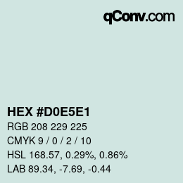 Color code: HEX #D0E5E1 | qconv.com