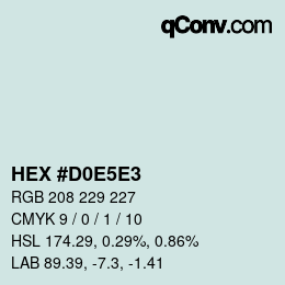 Code couleur: HEX #D0E5E3 | qconv.com