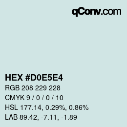 Código de color: HEX #D0E5E4 | qconv.com