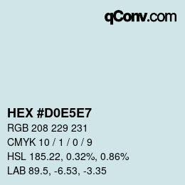 Farbcode: HEX #D0E5E7 | qconv.com