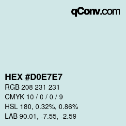 Color code: HEX #D0E7E7 | qconv.com