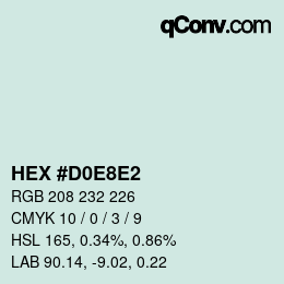 Color code: HEX #D0E8E2 | qconv.com