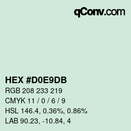 カラーコード: HEX #D0E9DB | qconv.com