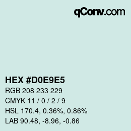 Código de color: HEX #D0E9E5 | qconv.com