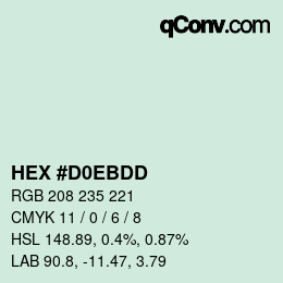 カラーコード: HEX #D0EBDD | qconv.com