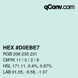Code couleur: HEX #D0EBE7 | qconv.com