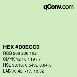 カラーコード: HEX #D0ECC0 | qconv.com