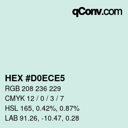 颜色代码: HEX #D0ECE5 | qconv.com