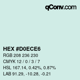 カラーコード: HEX #D0ECE6 | qconv.com