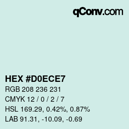 颜色代码: HEX #D0ECE7 | qconv.com