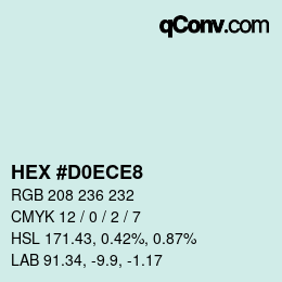 カラーコード: HEX #D0ECE8 | qconv.com