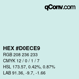 颜色代码: HEX #D0ECE9 | qconv.com