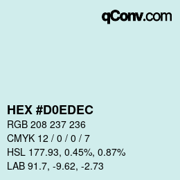 カラーコード: HEX #D0EDEC | qconv.com