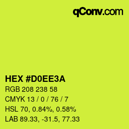 颜色代码: HEX #D0EE3A | qconv.com