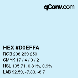 Color code: HEX #D0EFFA | qconv.com