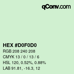 カラーコード: HEX #D0F0D0 | qconv.com